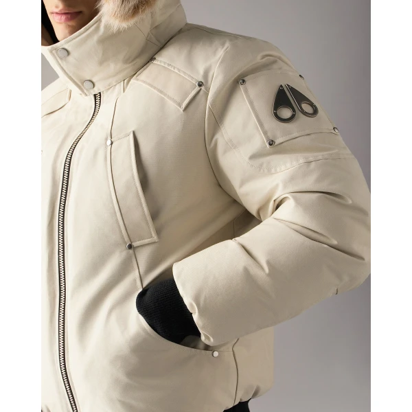 Moose Knuckles Original Ballistic Down Bomber in Alabaster and Bronze | Men Jackets | Luxury Shoes 