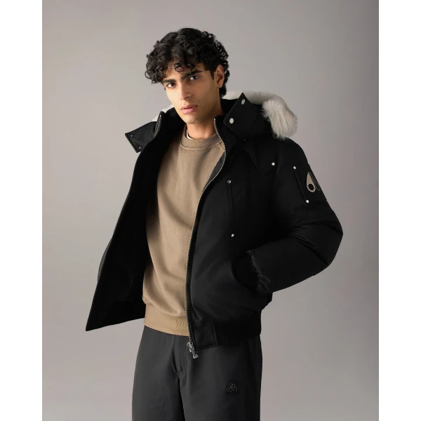 Moose Knuckles Original Ballistic Down Bomber in Black and Natural | Men Jackets | Luxury Shoes 