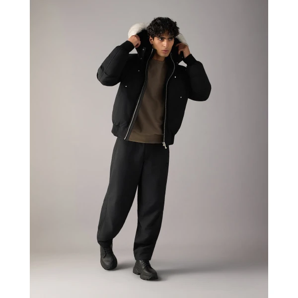 Moose Knuckles Original Ballistic Down Bomber in Black and Natural | Men Jackets | Luxury Shoes 