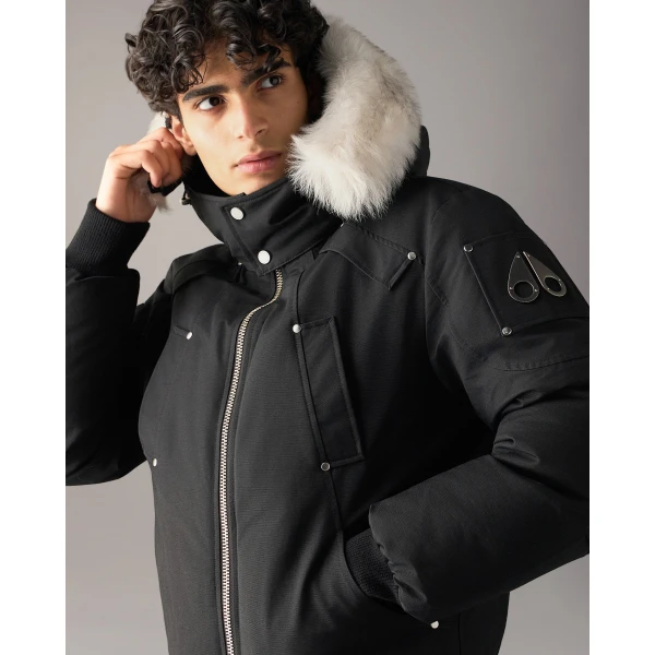 Moose Knuckles Original Ballistic Down Bomber in Black and Natural | Men Jackets | Luxury Shoes 