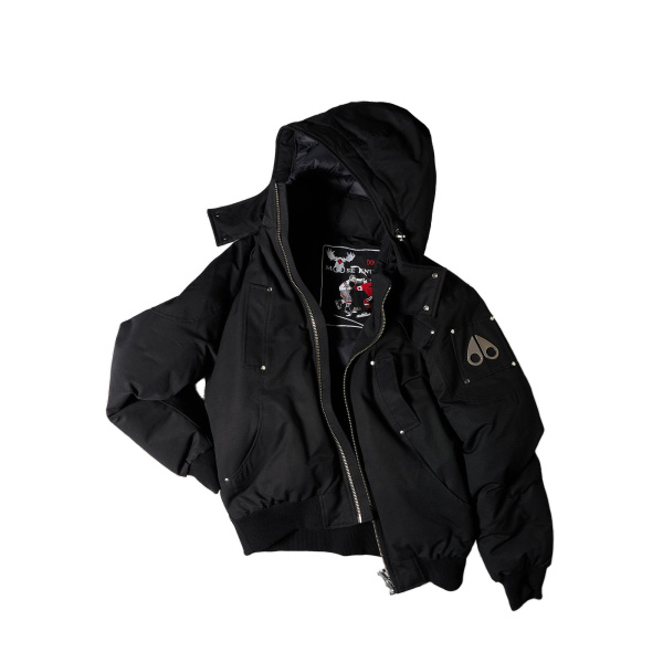 Moose Knuckles Original Ballistic Down Bomber in Black and Natural | Luxury Shoes 