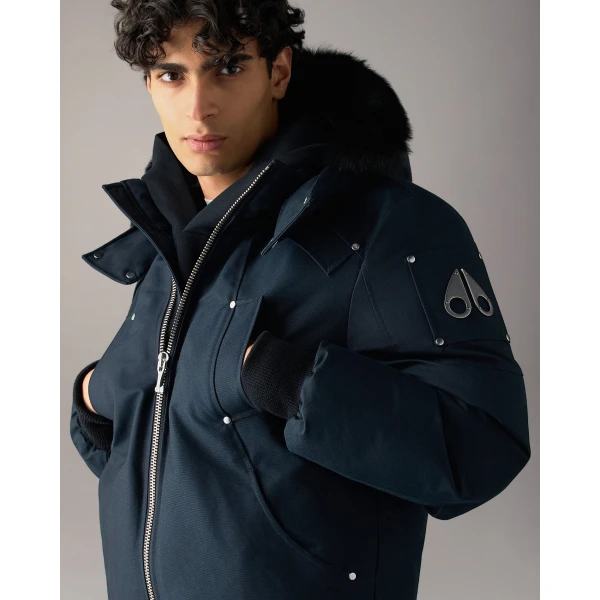 Moose Knuckles Original Ballistic Down Bomber in Navy and Black | Men Jackets | Luxury Shoes 