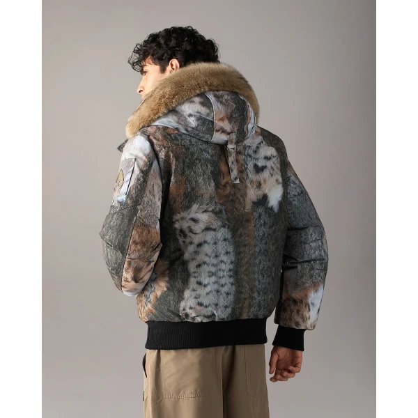Moose Knuckles Original Ballistic Down Bomber in Wild Print and Bronze | Men Jackets | Luxury Shoes 