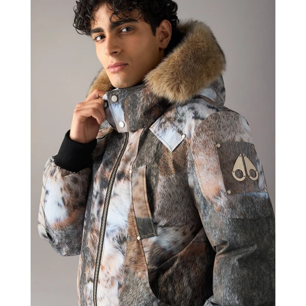 Moose Knuckles Original Ballistic Down Bomber in Wild Print and Bronze | Men Jackets | Luxury Shoes 