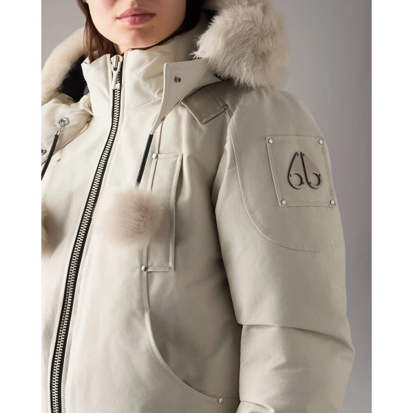 Moose Knuckles Original Debbie Down Bomber in Alabaster | Jackets | Luxury Shoes 