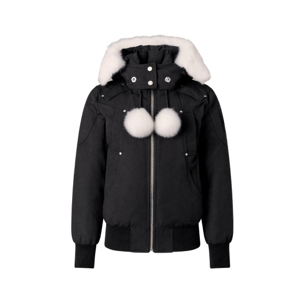 Moose Knuckles Original Debbie Down Bomber in Black and Natural | Luxury Shoes 