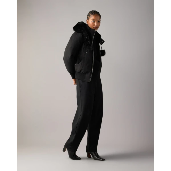 Moose Knuckles Original Debbie Down Bomber in Black | Jackets | Luxury Shoes 