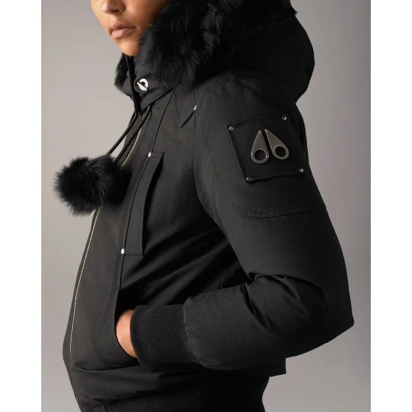Moose Knuckles Original Debbie Down Bomber in Black | Jackets | Luxury Shoes 