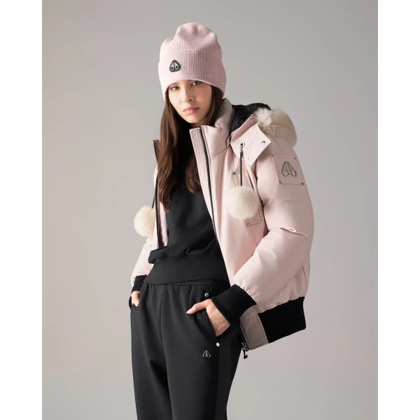 Moose Knuckles Original Debbie Down Bomber in Rosewood and Alabaster | Jackets | Luxury Shoes 