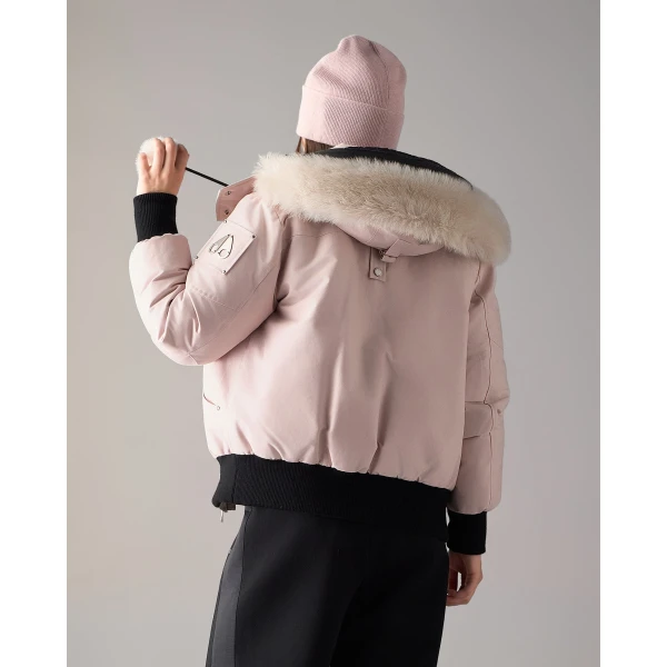 Moose Knuckles Original Debbie Down Bomber in Rosewood and Alabaster | Jackets | Luxury Shoes 