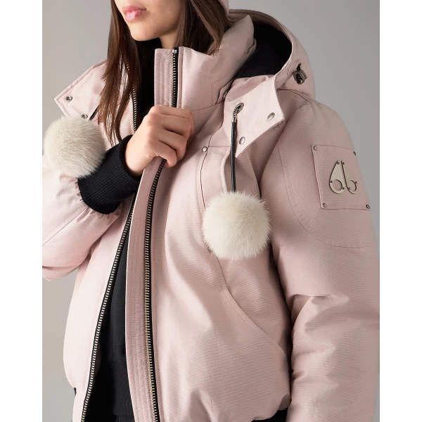 Moose Knuckles Original Debbie Down Bomber in Rosewood and Alabaster | Jackets | Luxury Shoes 