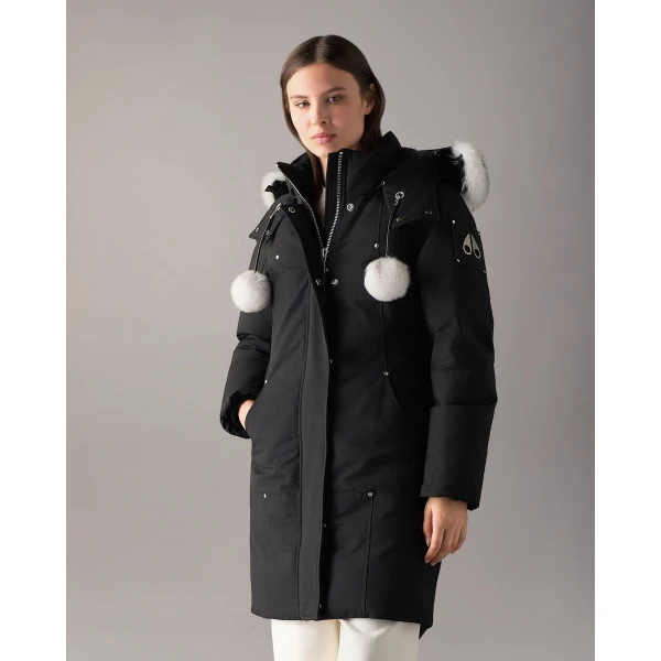 Moose Knuckles Original Stirling Down Parka in Black and Natural | Coats | Luxury Shoes 