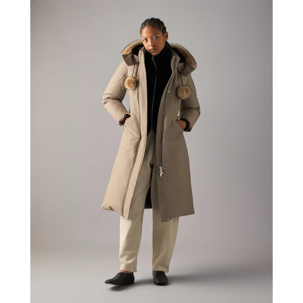 Moose Knuckles Original Stirling Long Down Parka in Ashen and Bronze | Coats | Luxury Shoes 