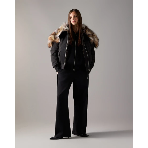 Moose Knuckles Pioneer Down & Fur Bomber in Black | Jackets | Luxury Shoes 