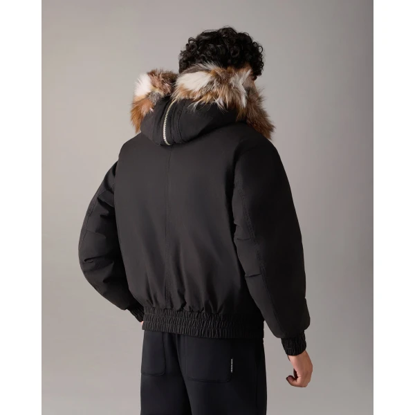 Moose Knuckles Pioneer Down & Fur Bomber in Black | Men Jackets | Luxury Shoes 