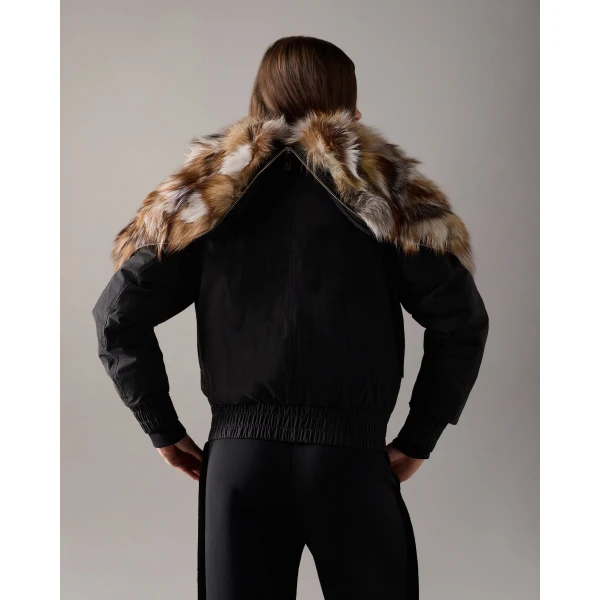 Moose Knuckles Pioneer Down & Fur Bomber in Black | Jackets | Luxury Shoes 