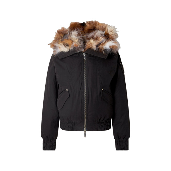 Moose Knuckles Pioneer Down & Fur Bomber in Black | Luxury Shoes 