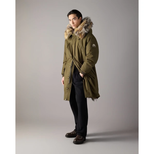 Moose Knuckles Pioneer Fur & Down Parka in Combat | Men Coats | Luxury Shoes 