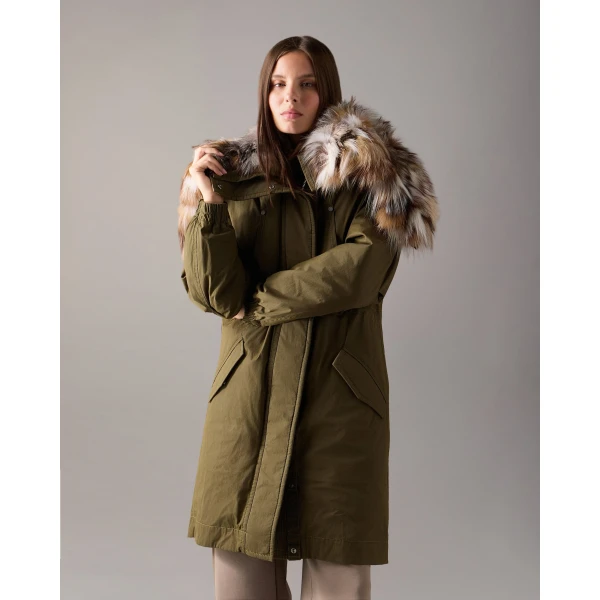 Moose Knuckles Pioneer Fur & Down Parka in Combat | Coats | Luxury Shoes 