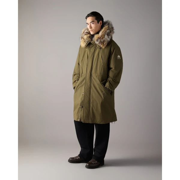 Moose Knuckles Pioneer Fur & Down Parka in Combat | Men Coats | Luxury Shoes 