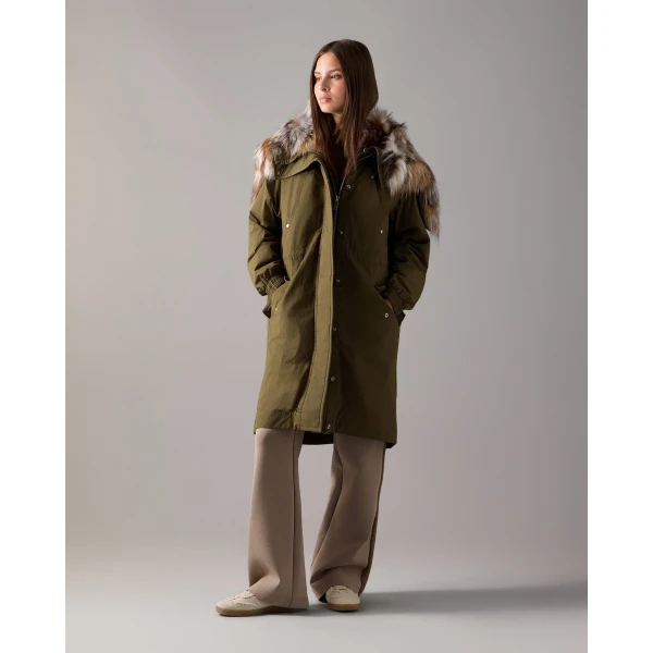 Moose Knuckles Pioneer Fur & Down Parka in Combat | Coats | Luxury Shoes 