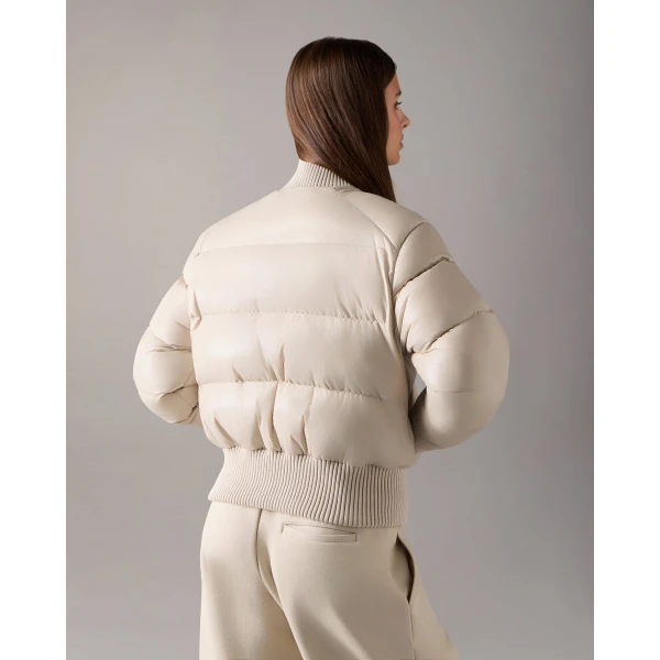 Moose Knuckles Queens Down Bomber in Alabaster | Jackets | Luxury Shoes 