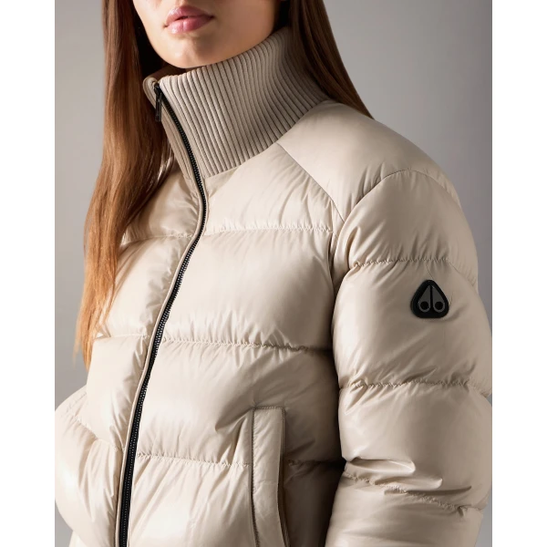 Moose Knuckles Queens Down Bomber in Alabaster | Jackets | Luxury Shoes 