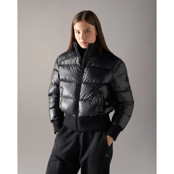 Moose Knuckles Queens Down Bomber in Black | Jackets | Luxury Shoes 