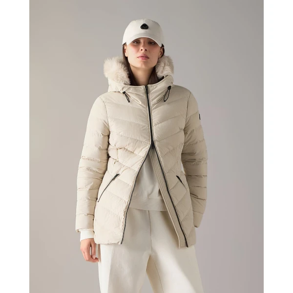 Moose Knuckles Roselawn Down Jacket in Alabaster | Jackets | Luxury Shoes 