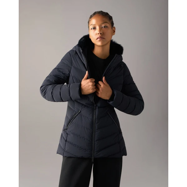 Moose Knuckles Roselawn Down Jacket in Navy | Jackets | Luxury Shoes 