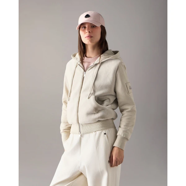 Moose Knuckles Roslyn Bunny Hoodie in Alabaster | Hoodies | Luxury Shoes 