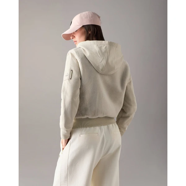 Moose Knuckles Roslyn Bunny Hoodie in Alabaster | Hoodies | Luxury Shoes 