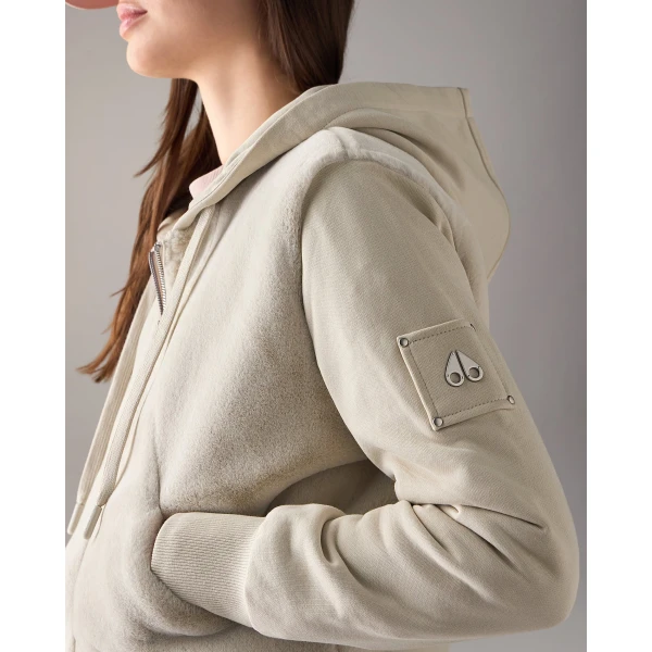 Moose Knuckles Roslyn Bunny Hoodie in Alabaster | Hoodies | Luxury Shoes 
