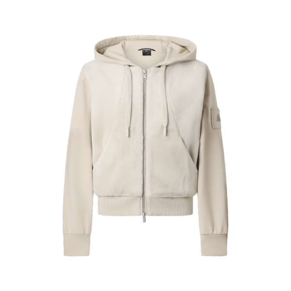 Moose Knuckles Roslyn Bunny Hoodie in Alabaster | Luxury Shoes 