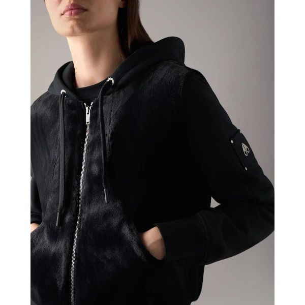 Moose Knuckles Roslyn Bunny Hoodie in Black | Hoodies | Luxury Shoes 