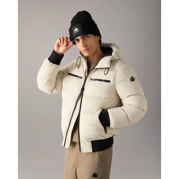 Moose Knuckles Soho Down Bomber in Alabaster | Men Jackets | Luxury Shoes 