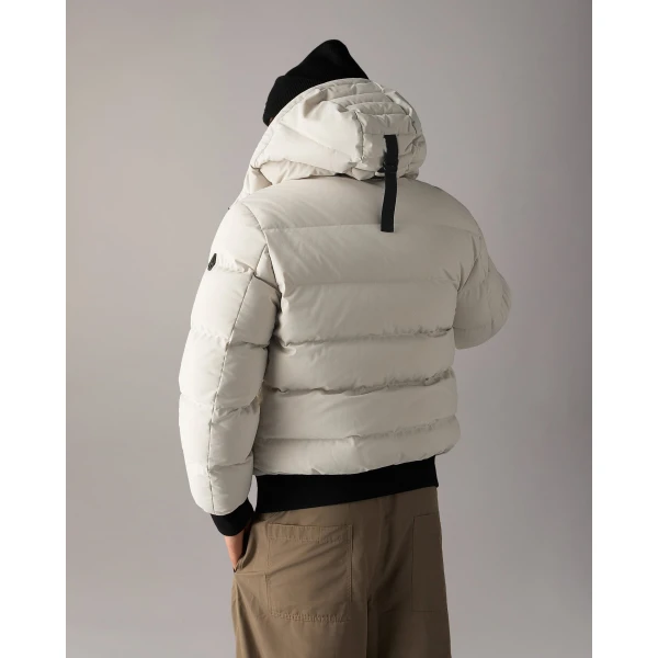 Moose Knuckles Soho Down Bomber in Alabaster | Men Jackets | Luxury Shoes 