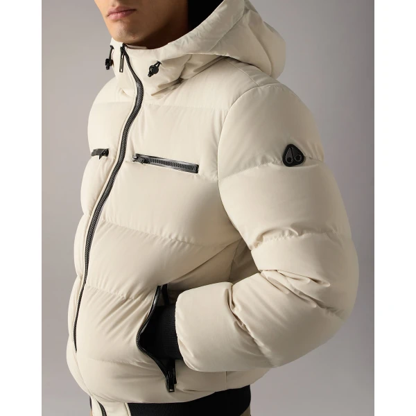 Moose Knuckles Soho Down Bomber in Alabaster | Men Jackets | Luxury Shoes 