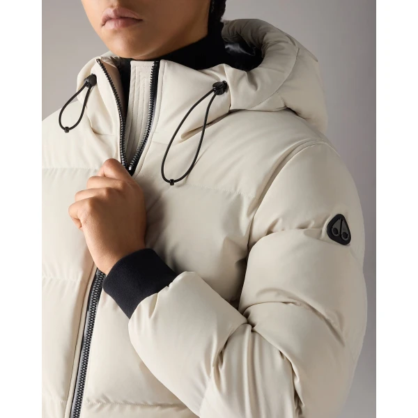Moose Knuckles Soho Down Bomber in Alabaster | Jackets | Luxury Shoes 