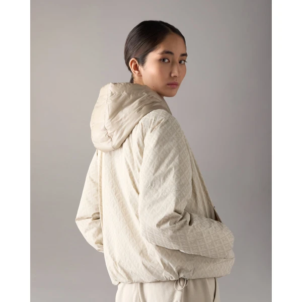 Moose Knuckles Tegan Down Bomber Jacket in Alabaster Monogram | Jackets | Luxury Shoes 
