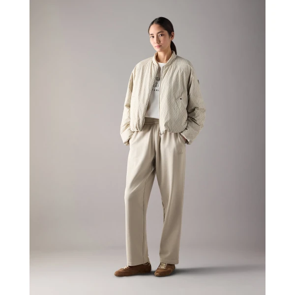 Moose Knuckles Tegan Down Bomber Jacket in Alabaster Monogram | Jackets | Luxury Shoes 