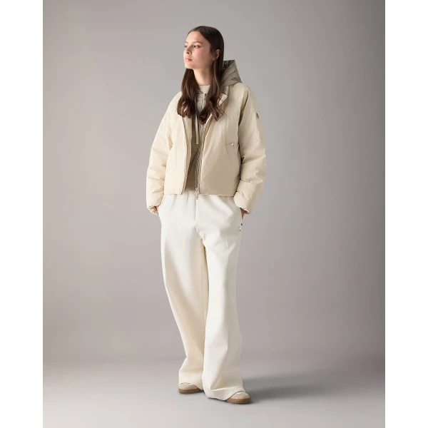 Moose Knuckles Tegan Down Bomber Jacket in Alabaster | Jackets | Luxury Shoes 