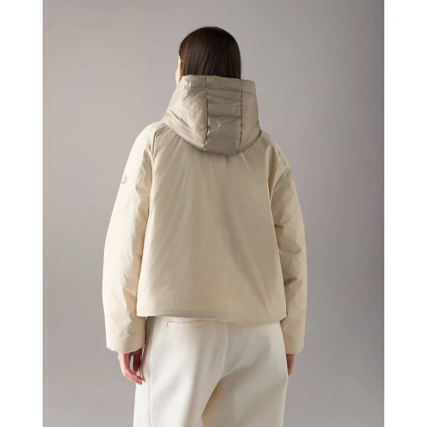 Moose Knuckles Tegan Down Bomber Jacket in Alabaster | Jackets | Luxury Shoes 