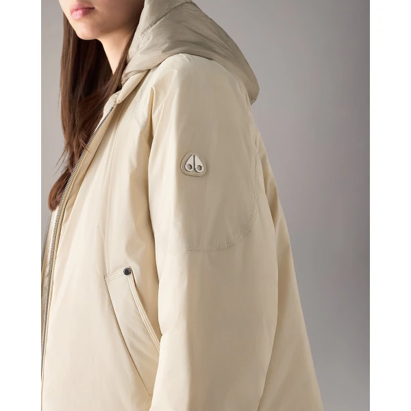 Moose Knuckles Tegan Down Bomber Jacket in Alabaster | Jackets | Luxury Shoes 