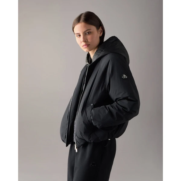Moose Knuckles Tegan Down Bomber Jacket in Black | Jackets | Luxury Shoes 