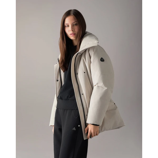 Moose Knuckles West-Ed 3Q Down Jacket in Alabaster | Jackets | Luxury Shoes 