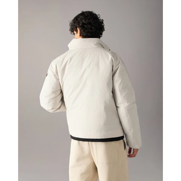 Moose Knuckles West-Ed Down Trucker Jacket in Alabaster | Men Jackets | Luxury Shoes 