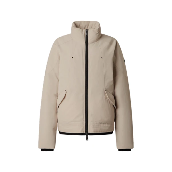 Moose Knuckles West-Ed Down Trucker Jacket in Alabaster | Luxury Shoes 
