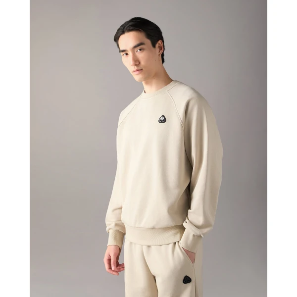 Moose Knuckles YUL Crewneck Sweatshirt in Alabaster | Sweatshirts | Luxury Shoes 