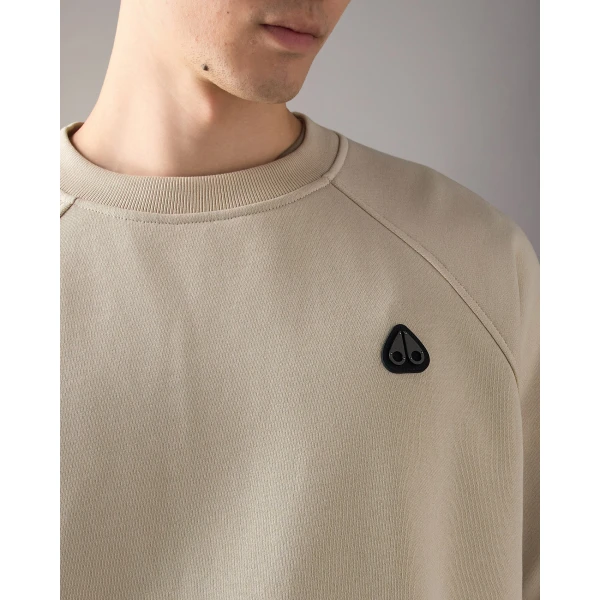 Moose Knuckles YUL Crewneck Sweatshirt in Alabaster | Sweatshirts | Luxury Shoes 